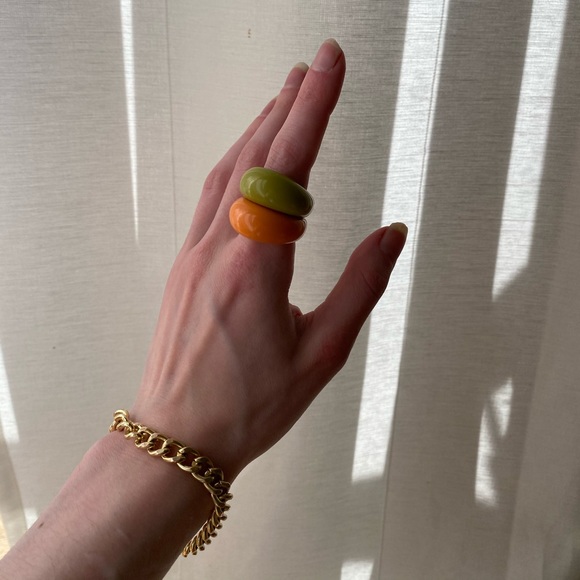 Urban Outfitters Orange Y2K Ring Set - Picture 3 of 4